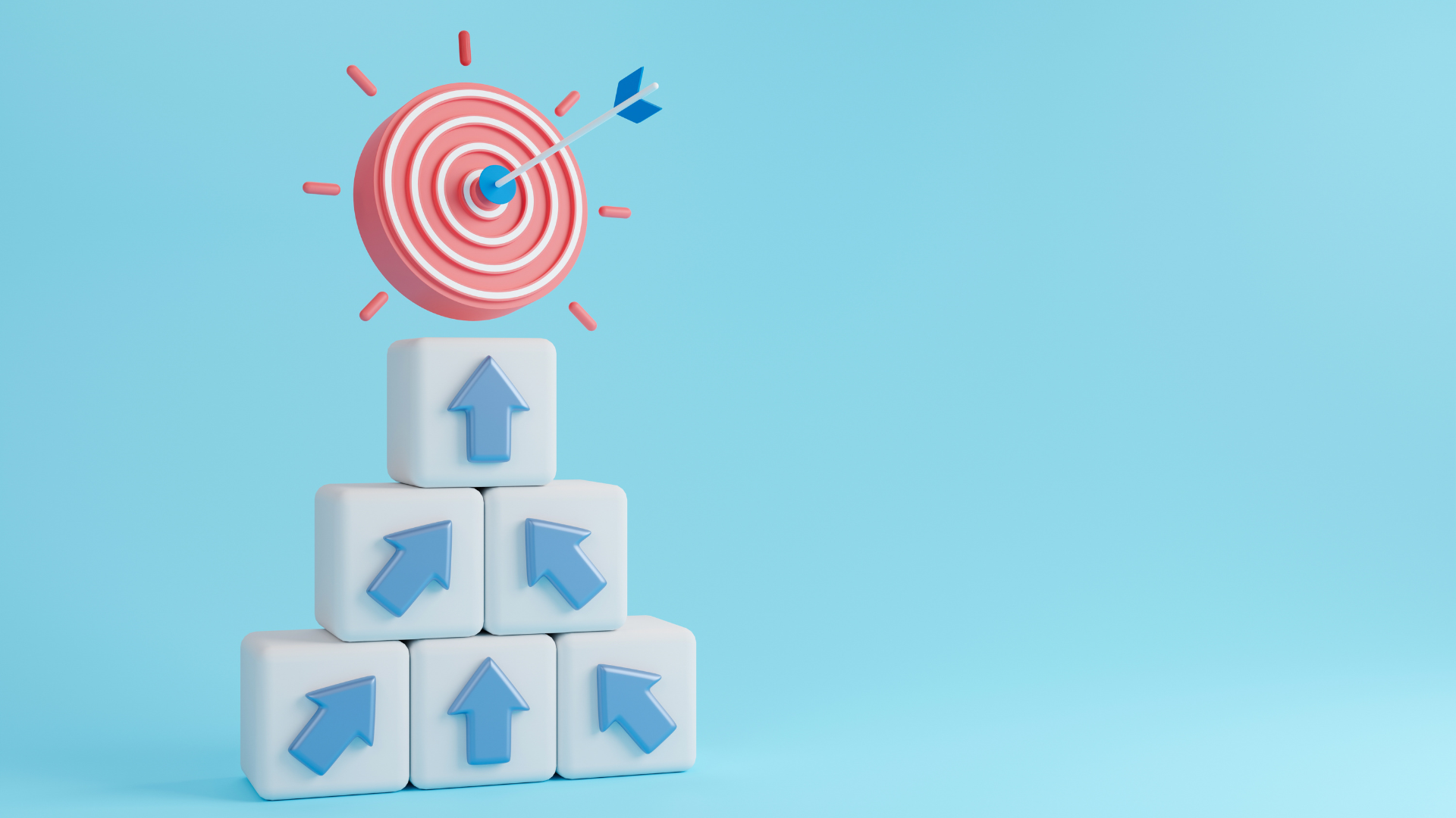 Arrows pointing towards a target with a dart in the centre